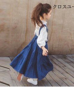 キッズ オーバーオール 夏 デニムワンピース ワンピース 子供服 ジュニア サスペンダーワンピース 子供ドレス 女の子 春 * ワンピース