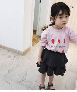 女の子 Tシャツ 夏 女児 半袖Tシャツ コットン 子供 サマーTシャツ カットソー フルーツ柄 半袖 キッズ おしゃれ コットンTシャツ ジュニアTシャツ * Tシャツ