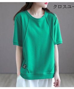 カットソー レディース ゆるTシャツ 夏 サラサラ 半袖Tシャツ Tシャツ 半袖 ゆったり クルーネック トップス サマーTシャツ 大きいサイズ * 半袖