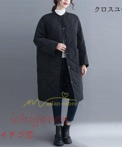 上品 通勤通学 ラウンドネック 長袖 ゆったり キルティング レディース ロングコート ノーカラー 20代30代40代50代 ロング丈 カーディガン キルト ママ * キルティングコート