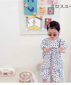 ワンピース ジュニア 夏 半袖ワンピース 半袖 キッズワンピース 女児 ドット柄 水玉柄 ワンピース 柄ワンピ 女の子 子供 サマーワンピース * ワンピース、チュニック