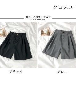 無地 夏 ワイドパンツ 半ズボン ショートパンツ 5分丈パンツ 五分丈 レディース 短パン サマーパンツ ウエストゴム スーツパンツ ハーフパンツ * ショートパンツ