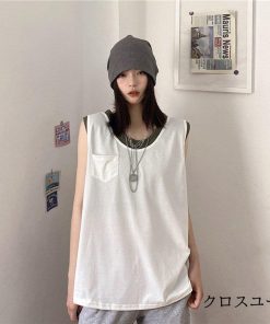 Tシャツ レディース トップス 40代 ベスト 綿 白 ニット 春夏 カットソー 新作 大きいサイズ シンプル UVカット 韓国風 30代 おしゃれ かわいい 20代 40代 * ノースリーブ