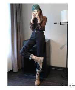 デニムパンツ レディース 秋冬 ボトムス ロング 裏起毛 デニム 美脚 韓国風 おしゃれ 20代 30代 40代 新作 ロング 厚手 ズボン あったか ハイウエスト * ジーンズ、デニム