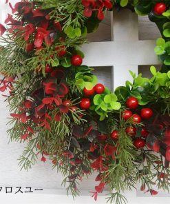 クリスマスリース クリスマス飾り 花 ギフト 花輪 リース 店舗 壁掛け 玄関 庭園装飾 ドア ガーランド 部屋飾り オーナメント 新年飾り 正月飾り 華やか 可愛い * リース