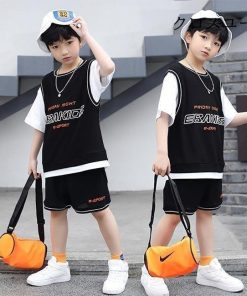 2点セット Tシャツ 快適 半ズボン 夏Tシャツ 男の子 ショートパンツ ジュニア 上下セット 偽二枚 子供 半袖Tシャツ ハーフパンツ 男児 * 長ズボン、ロングパンツ