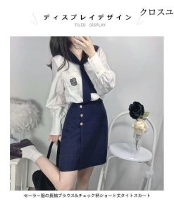 制服 コスチューム セーラー服 マリンセーラー シャツ ブラウス 長袖 女子高生 上下別販売 スカート スクールシャツ スクールスカート * スクールシャツ、ブラウス