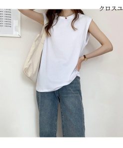 Tシャツ レディース カットソー 夏 40代 ノースリーブ 綿 春夏 カットソー 大きいサイズ シンプル UVカット 韓国風 20代 40代 30代 かわいい おしゃれ * ノースリーブ