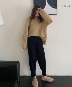 パンツ レディース 秋冬 ボトムス ロング ストレッチ 美脚 韓国風 おしゃれ 20代 30代 40代 新作 ロング ズボン ハイウエスト あったか ゆったり 厚手 * チノパンツ