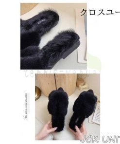 ファーパンプス レディース パンプス フラットシューズ 痛くない ポインテッドトゥ 歩きやすい ファーシューズ 秋 冬ファー 靴 婦人靴 OL 通勤 女性用 秋冬新作 * パンプス