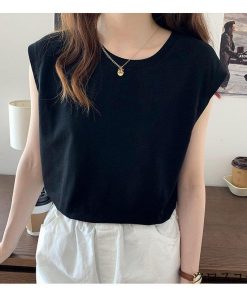 Tシャツ レディース 夏 ベスト 綿 クルーネック カットソー トップス シンプル 透けない おしゃれ コーデ UVカット きれいめ 20代 30代 コットン 40代 * ノースリーブ