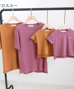 キッズ ペアルック 無地 親子お揃い服 ペア ママパパ 半袖Tシャツ 子供服 夏 女の子 親子 親子コーデ 男の子 シャツ * Ｔシャツ、カットソー