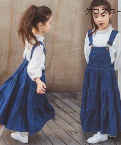 キッズ オーバーオール 夏 デニムワンピース ワンピース 子供服 ジュニア サスペンダーワンピース 子供ドレス 女の子 春 * ワンピース