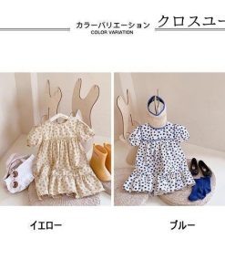 ワンピース ジュニア 夏 半袖ワンピース 半袖 キッズワンピース 女児 ドット柄 水玉柄 ワンピース 柄ワンピ 女の子 子供 サマーワンピース * ワンピース、チュニック