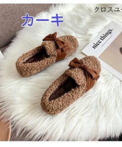 モカシンシューズ レディース 冬 シューズ 靴 ファー モカシン 抗菌防臭 ふわふわ 可愛い フェイクムートン スリッポン 裏起毛 30代 履きやすい 40代 * モカシン