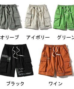 無地 ウエストゴム メンズ ボトムス ショート 5分 カーゴパンツ お中元 ハーフパンツ 短パン ショーツ パンツ 5部丈 * ショート、ハーフパンツ