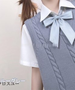 スクールベスト ベスト 女子 学生 無地 正統派 制服ベスト 通学 Ｖネック 二つ編み 高校生 中学生 団体服 袖なし 夏用 春 夏 S LL 秋 M L * スクールベスト