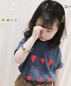 女の子 Tシャツ 夏 女児 半袖Tシャツ コットン 子供 サマーTシャツ カットソー フルーツ柄 半袖 キッズ おしゃれ コットンTシャツ ジュニアTシャツ * Tシャツ