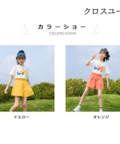 女の子 夏Tシャツ ショートパンツ ガールズ ワイドパンツ 半袖Tシャツ セットアップ 夏 子供 上下セット 女児 Tシャツ 2点 ハーフパンツ * Ｔシャツ、カットソー