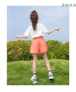 女の子 夏Tシャツ ショートパンツ ガールズ ワイドパンツ 半袖Tシャツ セットアップ 夏 子供 上下セット 女児 Tシャツ 2点 ハーフパンツ * Ｔシャツ、カットソー