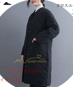 上品 通勤通学 ラウンドネック 長袖 ゆったり キルティング レディース ロングコート ノーカラー 20代30代40代50代 ロング丈 カーディガン キルト ママ * キルティングコート