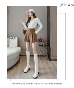 秋 短パン プリーツパンツ レディース ショート丈 冬 ワイド裾 コーデュロイ ショートパンツ ショーパン コーデュロイパンツ ハイウエスト * ショートパンツ