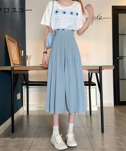 スカート プリーツスカート フレアスカート ロング マキシ ミモレ丈 秋物  夏用 通勤 きれいめ 春服 ハイウエスト Aライン コーデ50代 * ロング、マキシ丈スカート