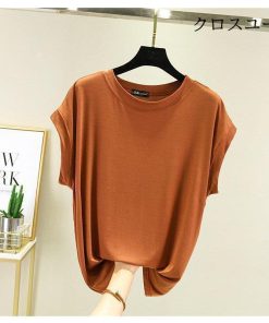 レディース Tシャツ オフィス 夏 ソフト ストレッチ 半袖 ゆるTシャツ 無地Tシャツ 大きいサイズ クルーネック 無地 ゆったり 半袖Tシャツ * ノースリーブ