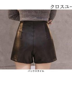 オシャレ レザーパンツ 春秋物 PUパンツ ハーフパンツ ファスナー 女性用 ショートパンツ ボトムス 短パン ショート クール PU レディース * ショートパンツ