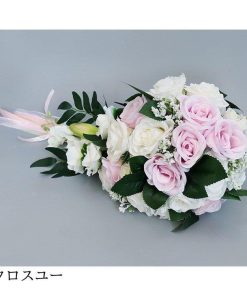 ブーケ ウエディングブーケ 花束 ウェディング 造花 花嫁 ブライダルブーケ 安い 結婚式 披露宴 歓迎会 卒業式 欧米 アートフラワー 写真撮り 手作り プレゼント * 花束、アレンジメント