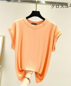 レディース Tシャツ オフィス 夏 ソフト ストレッチ 半袖 ゆるTシャツ 無地Tシャツ 大きいサイズ クルーネック 無地 ゆったり 半袖Tシャツ * ノースリーブ