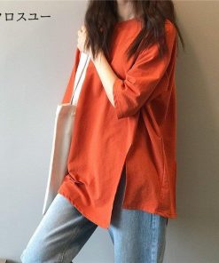 ショート丈 5分 夏 無地 トップス 不規則 レディース カットソー Tシャツ オシャレ 半袖 ｔシャツ スリット 五分袖丈 * 半袖