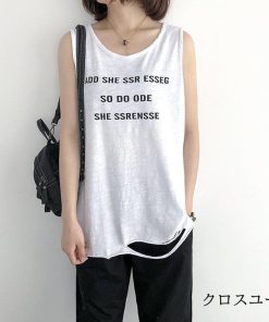 Tシャツ 袖なし ベスト Tシャツ レディース 綿 ベーシック シンプル 白 黒 UV対策 カットソー 新作 40代 30代 20代 * ノースリーブ