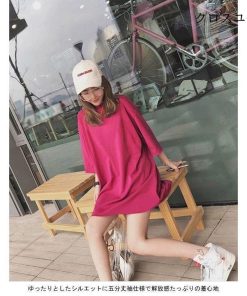 半袖Tシャツ 半袖 ゆったり レディース ロングTシャツ ロング カットソー シンプル Tシャツ 夏物 無地 女性用 * 半袖