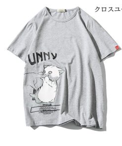 Tシャツメンズ 猫柄 半袖Tシャツ 綿 動物柄 白Tシャツ 春 夏 コットンtシャツ オシャレ ブルオーバ 速乾 学生 20代30代 大人 お兄系 男子 * 半袖