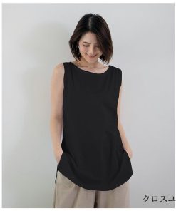 Tシャツ レディース 夏 ベスト 綿 クルーネック カットソー トップス シンプル 透けない おしゃれ コーデ UVカット きれいめ 20代 30代 40代 ゆったり * ノースリーブ