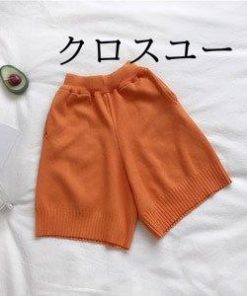 ボトムス シンプル カジュアルパンツ ニット ウエストゴム 春 ハーフパンツ ルームウエア 部屋着 秋 リブ レディース ゆったり ショートパンツ * ショートパンツ