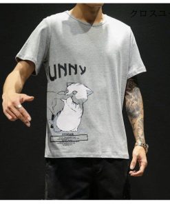 Tシャツメンズ 猫柄 半袖Tシャツ 綿 動物柄 白Tシャツ 春 夏 コットンtシャツ オシャレ ブルオーバ 速乾 学生 20代30代 大人 お兄系 男子 * 半袖