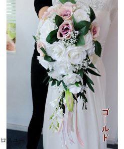 ブーケ ウエディングブーケ 花束 ウェディング 造花 花嫁 ブライダルブーケ 安い 結婚式 披露宴 歓迎会 卒業式 欧米 アートフラワー 写真撮り 手作り プレゼント * 花束、アレンジメント