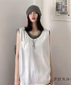 Tシャツ レディース トップス 40代 ベスト 綿 白 ニット 春夏 カットソー 新作 大きいサイズ シンプル UVカット 韓国風 30代 おしゃれ かわいい 20代 40代 * ノースリーブ