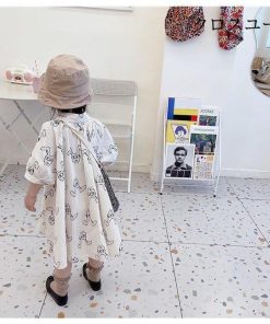 ゆるワンピース サマーワンピース 女の子 Aライン 柄ワンピ おしゃれ 半袖ワンピース 子供 半袖 ワンピース ジュニア 女児 ウサギ柄 夏 * ワンピース、チュニック