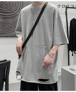 ｔシャツ ダメージ加工 綿 2022 半袖Tシャツ 半袖 ティシャツ カジュアル インナー 無地 夏 カッコイイ メンズ * 半袖