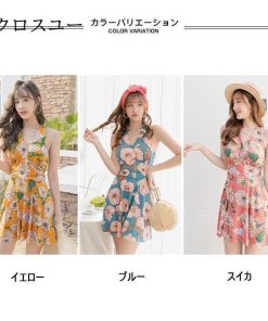 レディース ビーチウェア 水泳服 ワンピース水着 水着 ワンピース スイムウェア 花柄 ビキニ リゾート おしゃれ カップ付き 体型カバー * ワンピース