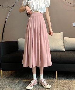 スカート プリーツスカート フレアスカート ロング マキシ ミモレ丈 秋物  夏用 通勤 きれいめ 春服 ハイウエスト Aライン コーデ50代 * ロング、マキシ丈スカート