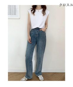 Tシャツ レディース カットソー 夏 40代 ノースリーブ 綿 春夏 カットソー 大きいサイズ シンプル UVカット 韓国風 20代 40代 30代 かわいい おしゃれ * ノースリーブ