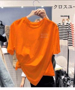 Tシャツ 半袖 レディース 夏 半袖Tシャツ 白 ゆったり クルーネック カットソー 夏Tシャツ おしゃれ トップス 黒 ピンク ゆるTシャツ * 五分、七分袖