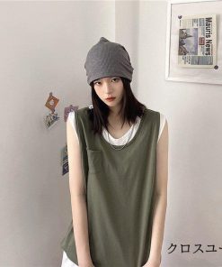 Tシャツ レディース トップス 40代 ベスト 綿 白 ニット 春夏 カットソー 新作 大きいサイズ シンプル UVカット 韓国風 30代 おしゃれ かわいい 20代 40代 * ノースリーブ