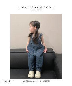 子供 女児 女の子 フロントポケット オールインワン サロペット サロペットパンツ オーバーオール デニム デニムサロペット ゆったり * オーバーオール