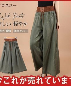 ガウチョパンツ レディース パンツ スカーチョ 体型カバー ボトムス 通勤 ワイドパンツ ロングパンツ ゆったり 春 着痩せ 夏 秋 とろみ * ガウチョパンツ