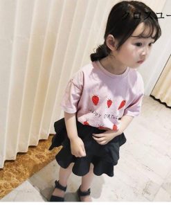 女の子 Tシャツ 夏 女児 半袖Tシャツ コットン 子供 サマーTシャツ カットソー フルーツ柄 半袖 キッズ おしゃれ コットンTシャツ ジュニアTシャツ * Tシャツ